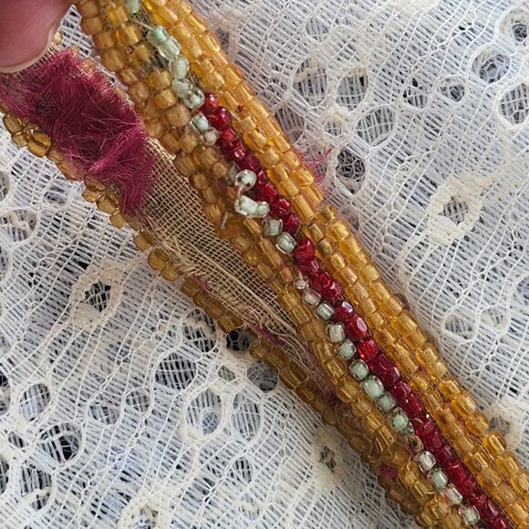 Antique Victorian Era to Art Deco glass beaded silk wrist clutch AS IS - Picture 9 of 15